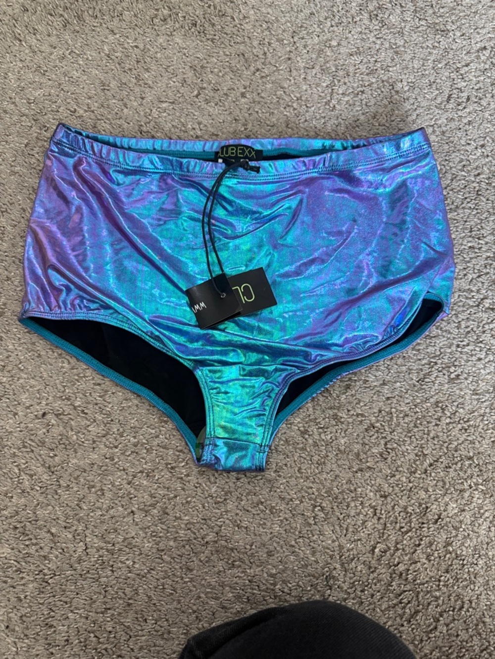 CLUB EXX Iridescent High-Waist Bikini Panty in Blue-Purple
